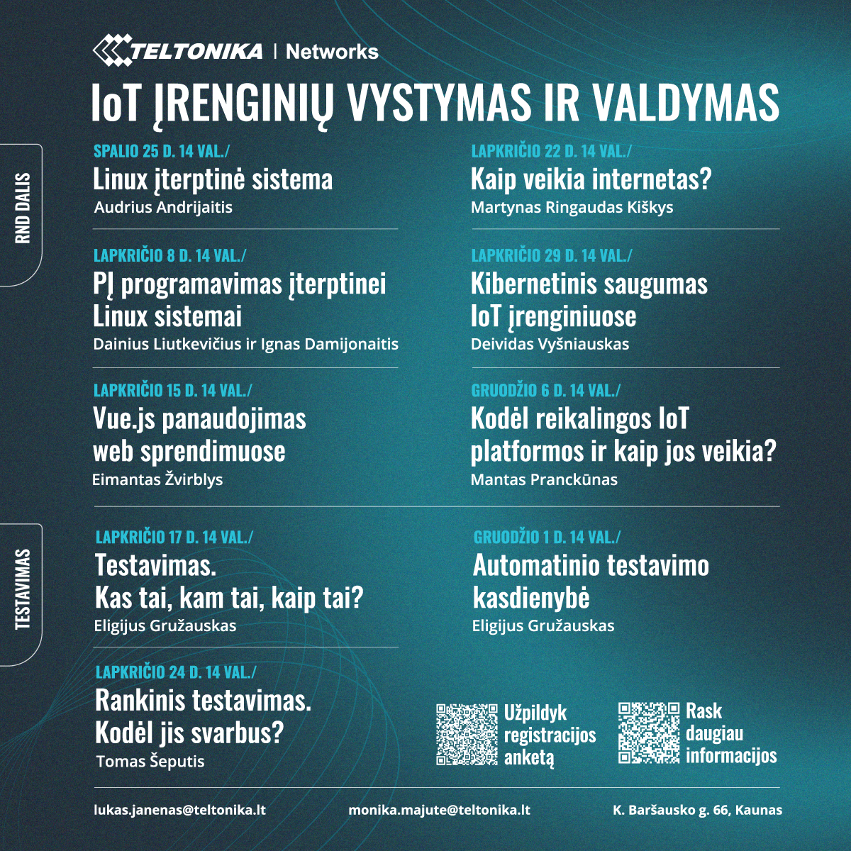 Teltonika Networks organizuojamas paskaitų ciklas – „IoT įrenginių vystymas ir valdymas"